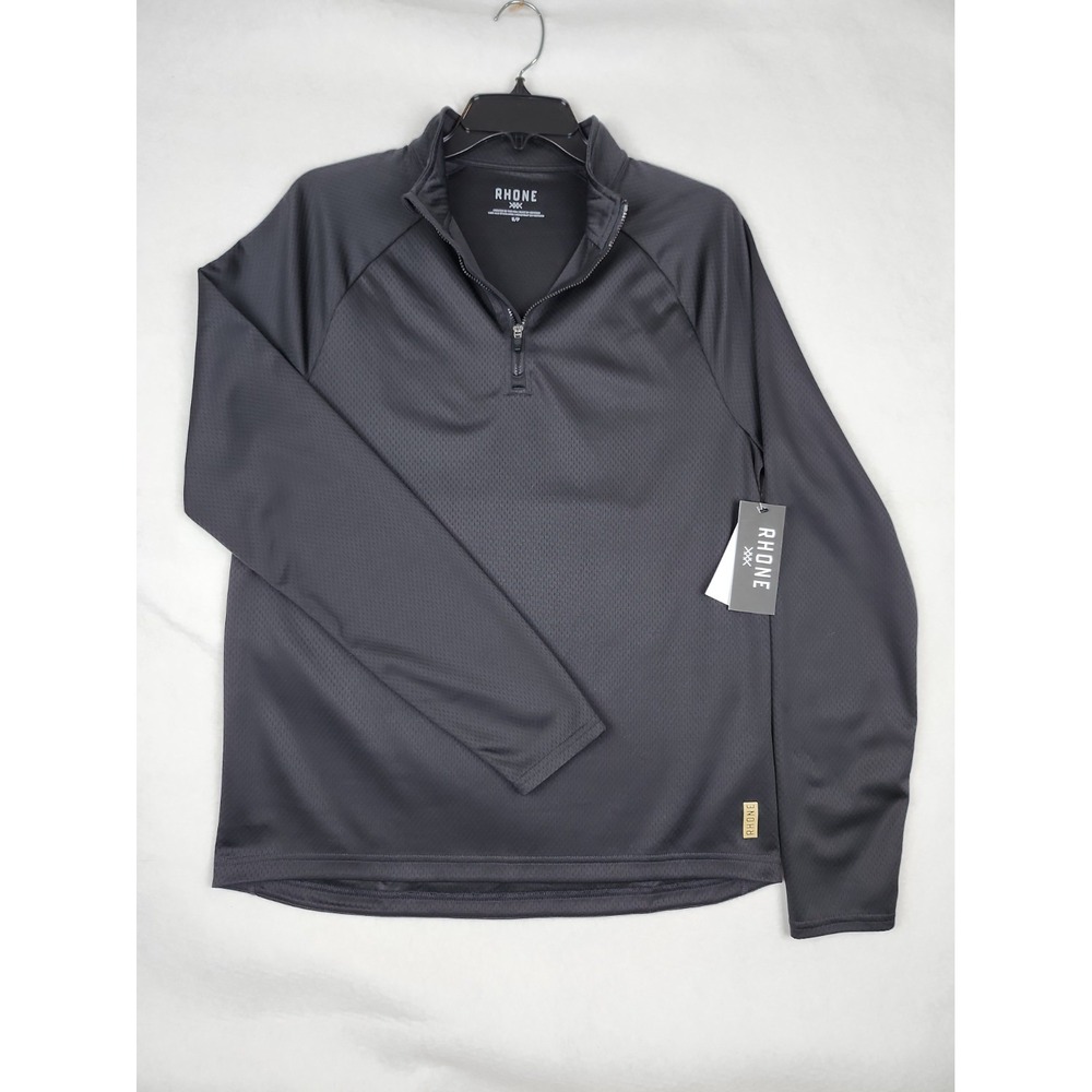 Rhone NWT Courtside 1/4 Zip Pullover Mens S Black Long Sleeve Performance Active